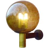 Glashütte Limburg bubble glass garden wall lamp in brass with 3 E14 bulbs inside a globe