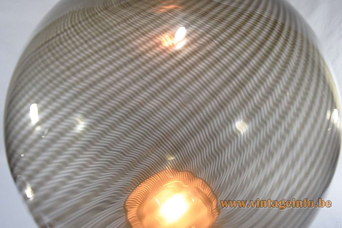 Lino Tagliapietra globe table lamp in black striped clear hand blown Murano by La Murrina