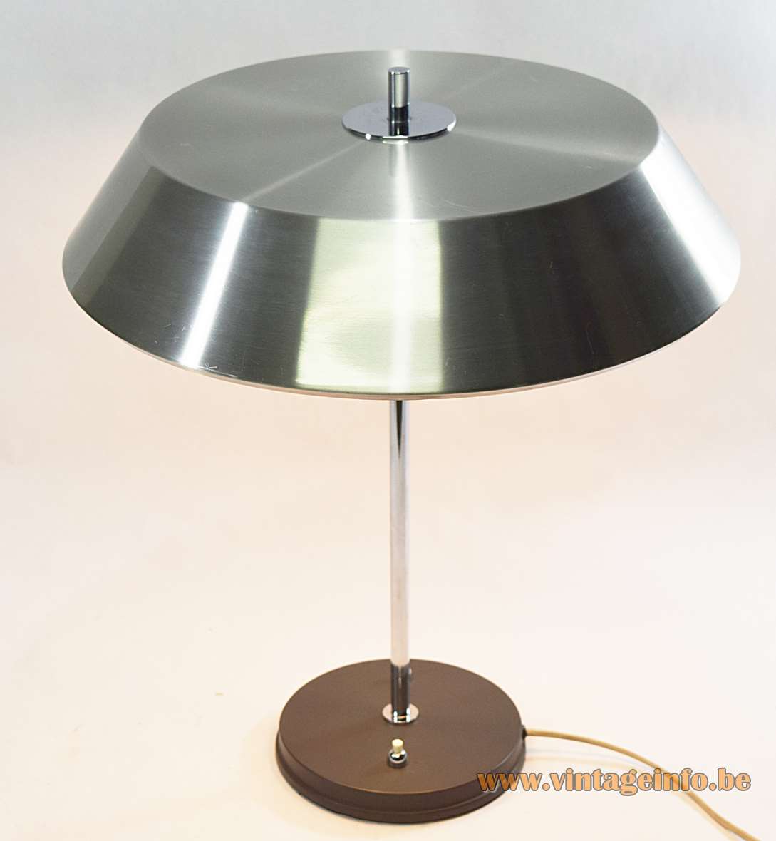 Philips President desk lamp design: Louis Kalff aluminium lampshade chrome rod 2 switches E27 sockets 1960s 1970s