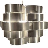 Max Sauze aluminium pendant lamp made in the 70s of folded slats designed by Max Sauze