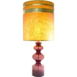 Aubergine Murano table lamp undulating amethyst purple glass with a fiberglass lampshade E27 socket 1960s 1970s