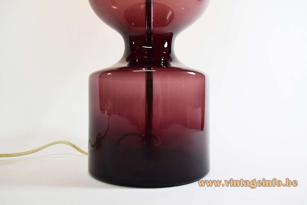 Aubergine Murano table lamp undulating amethyst purple glass with a fiberglass lampshade E27 socket 1960s 1970s 