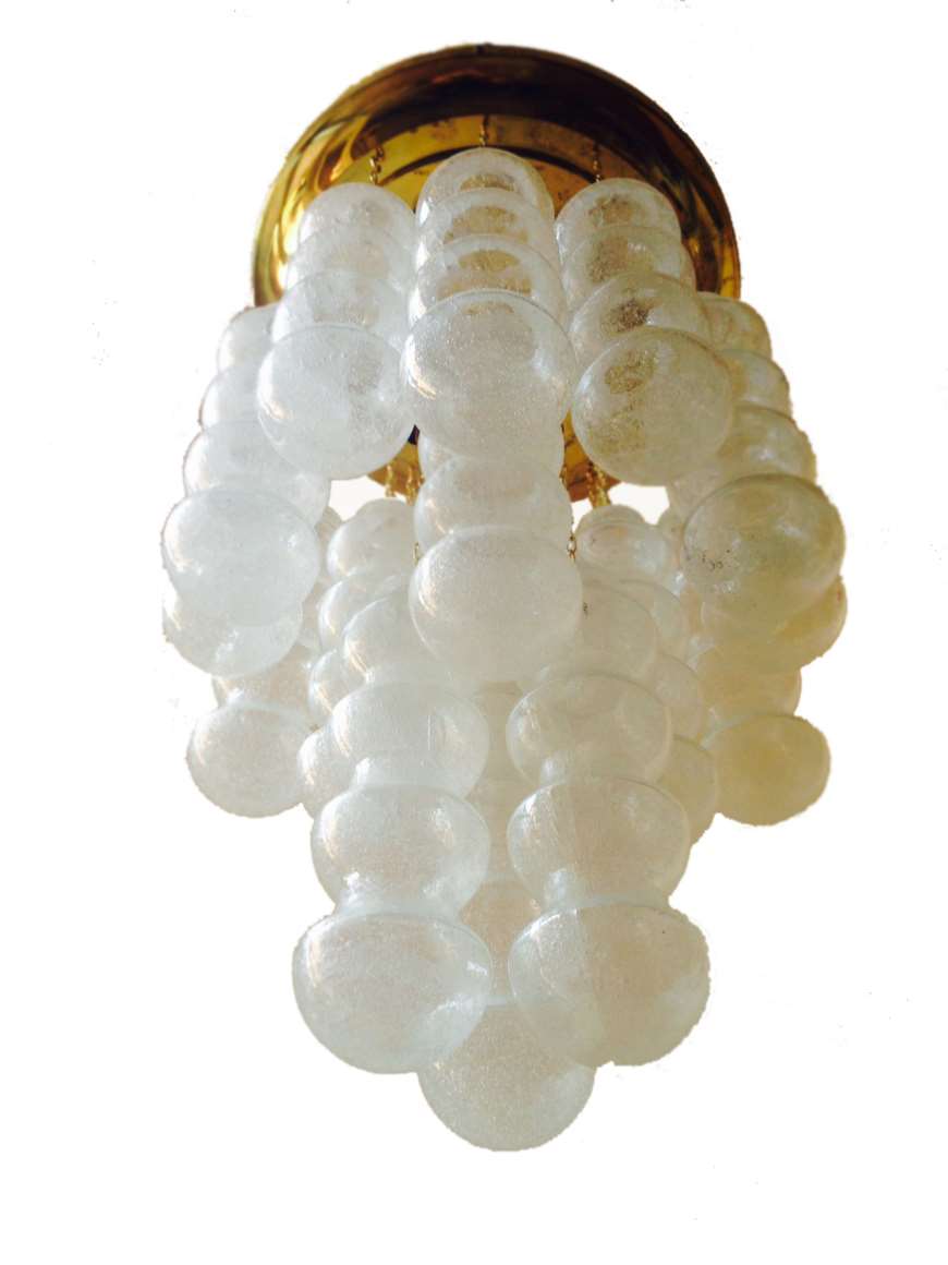 Murano Bubble Tubes Ceiling Lamp flush mount hand blown tubes vetro pulegoso brass chain Napoleone Martinuzzi