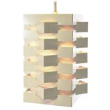 Nordisk Solar pendant lamp white metal square folded slats stacked crosswise design: Esmann & Jensen 1960s Denmark