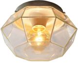 Glashütte Limburg octagon flush mount clear glass planes white metal ceiling mount 1950s 1960s 1970s Germany