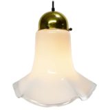 Peill+Putzler pendant lamp Petunia clear & white glass flower petticoat 1960s 1970s MCM Mid-Century Modern