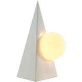 1980s pyramid globe table lamp white ceramics porcelain square base opal glass globe Massive Belgium
