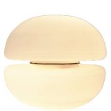 Reggiani floor or table lamp 2 frosted half round white opal glass lampshades hamburger 1950s 1960s