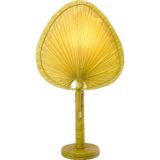 Uchiwa fan table lamp round bamboo and wood base traditional Japanese 1970s 1980s Ingo Maurer style