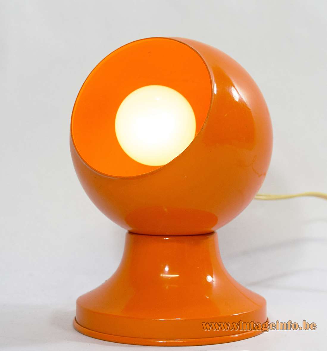 Varec magnetic table lamp with an orange base and globe E14 socket eclipse style 1960s 1970s