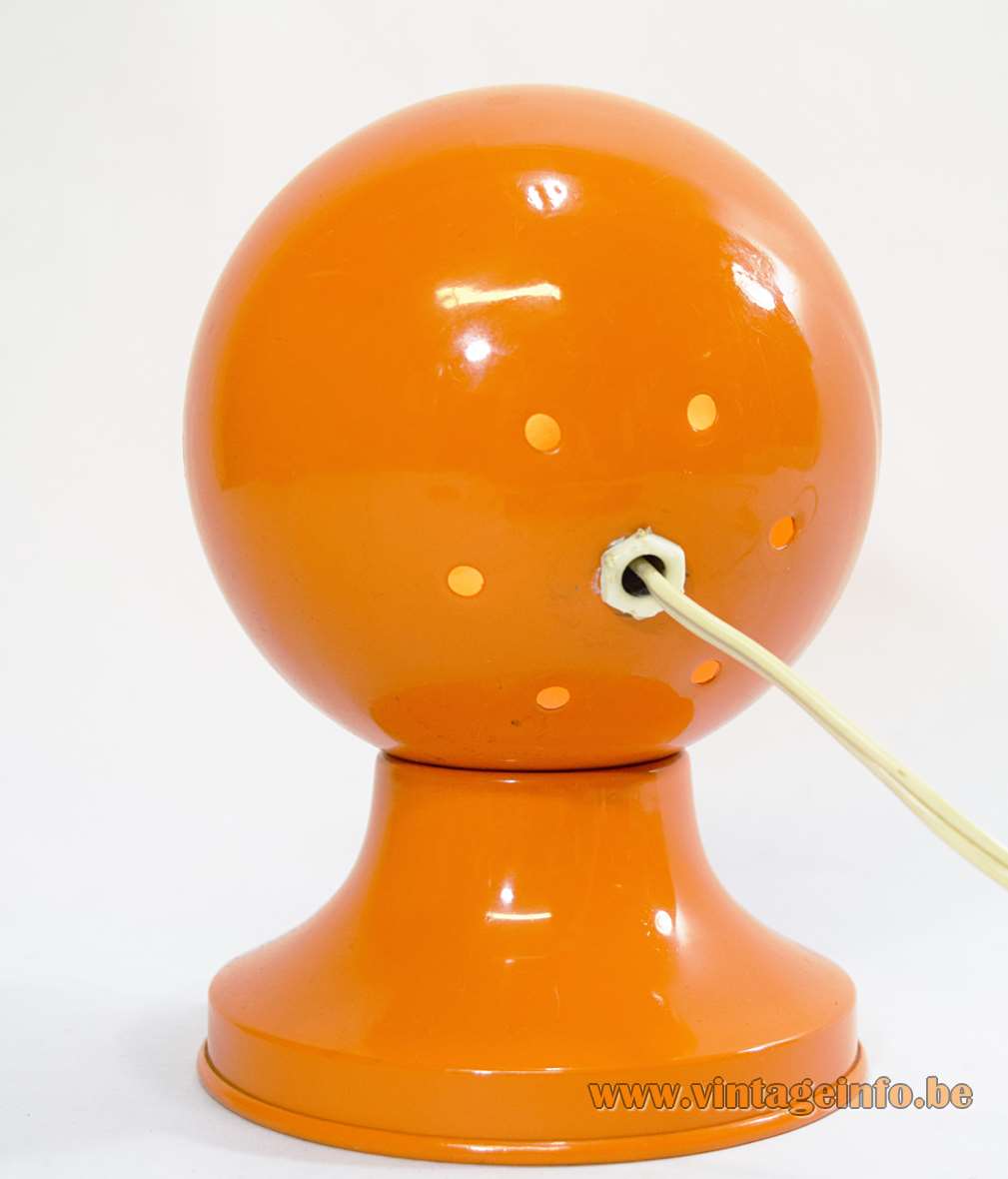 Varec magnetic table lamp with an orange base and globe E14 socket eclipse style 1960s 1970s
