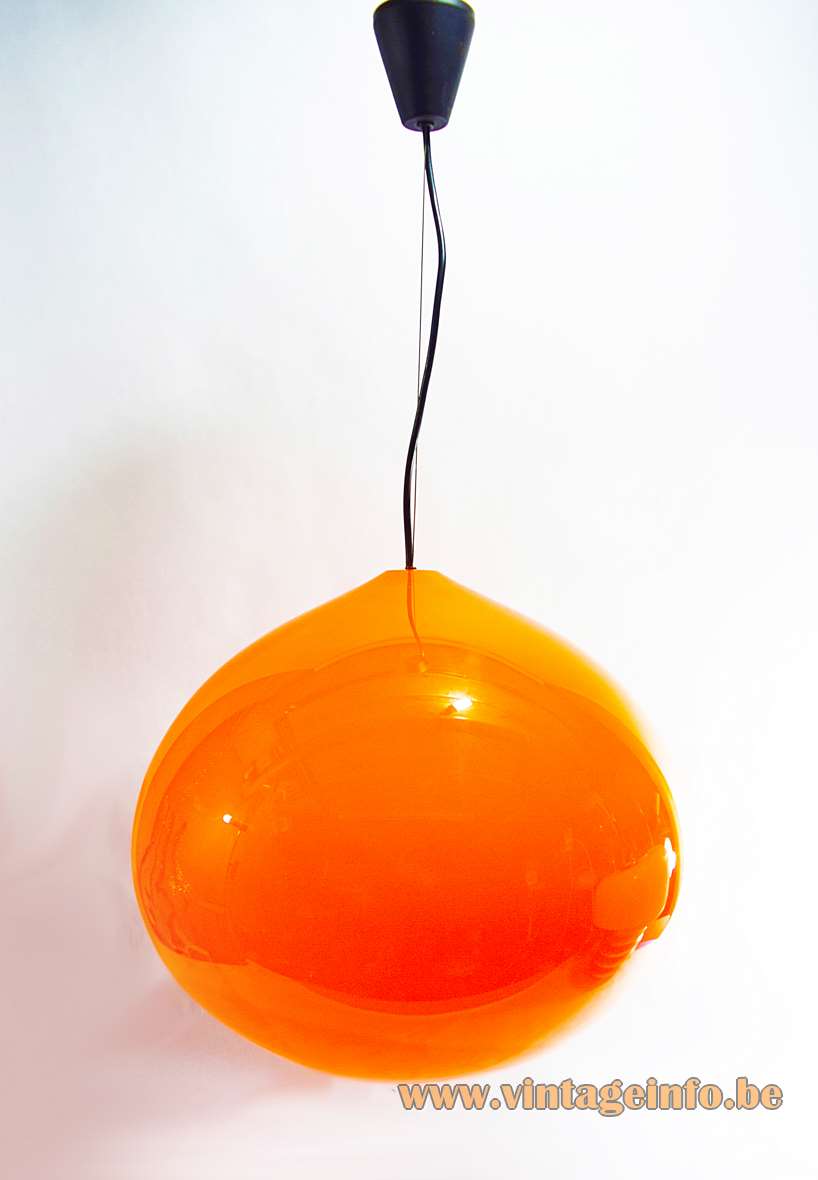 Vistosi orange Onion pendant lamp Murano glass globe lampshade design: Allesandro Pianon 1950s 1960s Italy