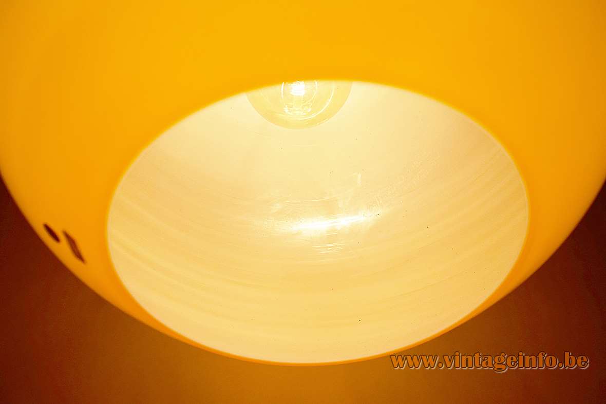 Vistosi orange Onion pendant lamp Murano glass globe lampshade design: Allesandro Pianon 1950s 1960s Italy