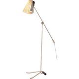 1950s Metal Floor Lamp Model L3 - Artiforte, The Netherlands, 1960s 1950s metal floor lamp counterweight base black & white iron rods adjustable perforated lampshade Artiforte Netherlands 1960s