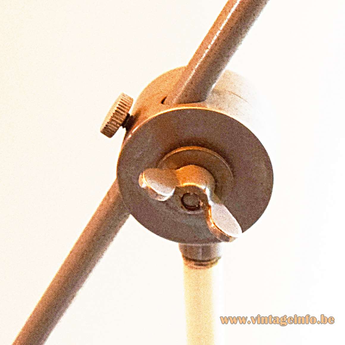 1950s metal floor lamp nickel plated ornamental metal adjustment screw Artiforte Netherlands 1960s
