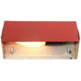 Flip-open rectangular wall lamp white metal wall mount adjustable red lampshade 1960s 1970s E14 socket