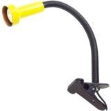 1970s clamp gooseneck spotlight lamp yellow metal lampshade black plastic tube Vrieland Design Massive Herda 1960s
