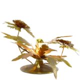 Brass flowers table lamp round base copper leaves 2 metal flowers E14 socket 1950s 1960s France