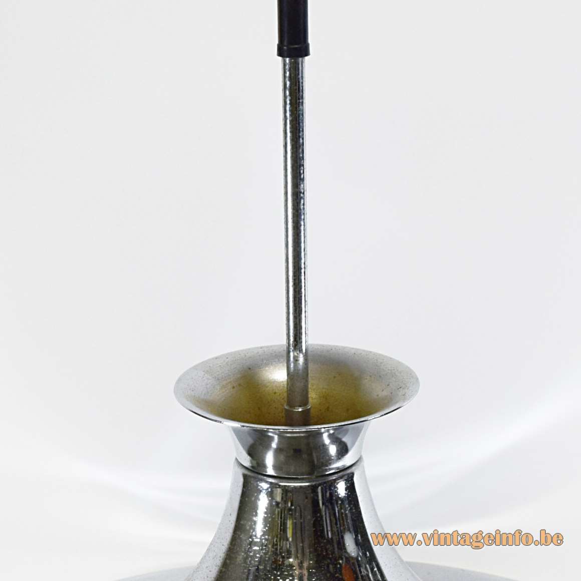 Chromed Witch Hat Pendant Lamp - Top, chrome rod