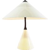 1980s white cone table lamp round metal base conical mushroom lampshade black plastic top Massive Belgium