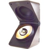 1970s foldable cube table lamp in brown and black square hexahedron aluminium and plastic dice - Fosnova, Italy