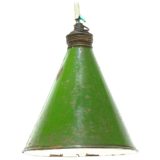 Diamond cutter pendant lamp green & white enamelled iron conical lampshade 1920s 1930s 1940s Antwerp Belgium