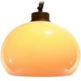 Dijkstra Aladdin pendant lamp big brown acrylic globe lampshade built-in dimmer rise & fall mechanism handle 1970s