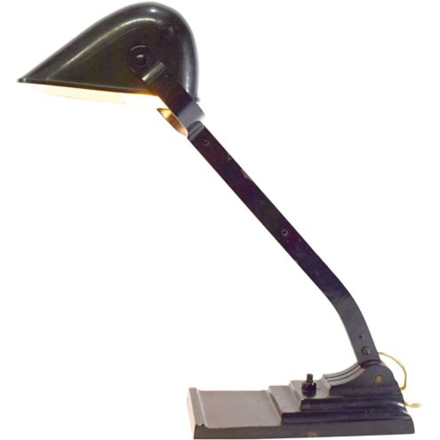 Erpé desk lamp 52 black cast iron base Bakelite lampshade art deco Bauhaus 1920s 1930s Belgium