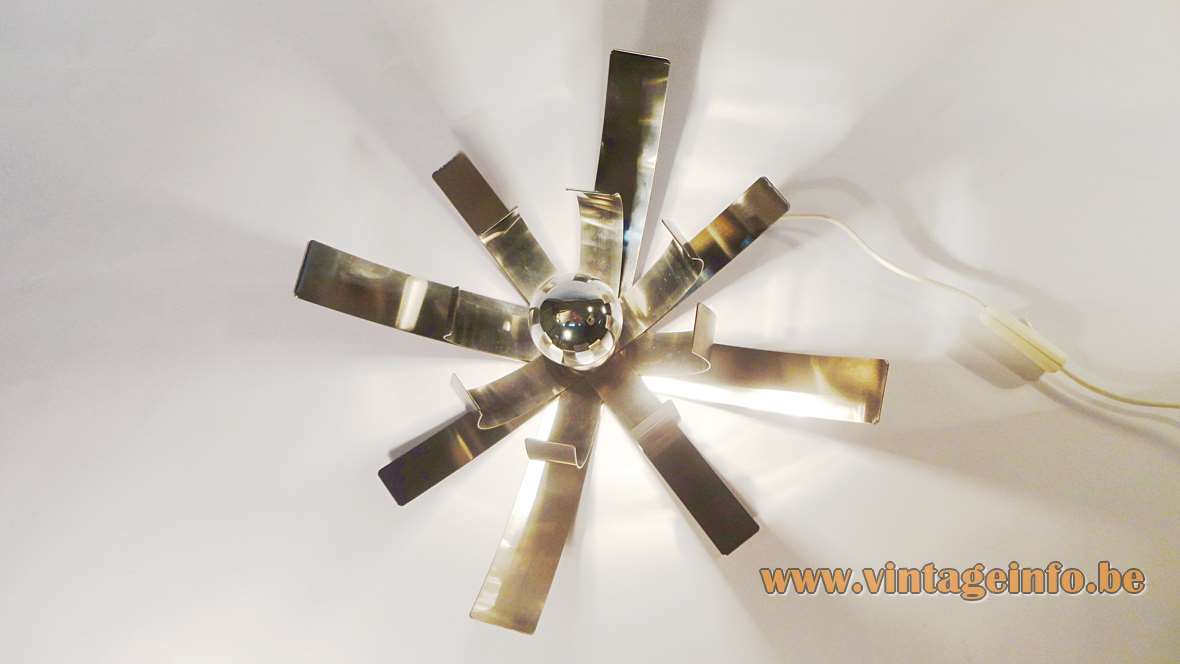 Fleur De Lumière table lamp made in Inox stainless steel representing a flower from the 70s