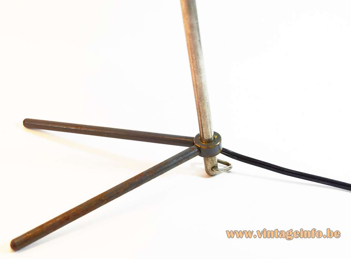 Hala Pinocchio table lamp brass & iron tripod base perforated stars lampshade E14 lamp socket 1950s 1960s
