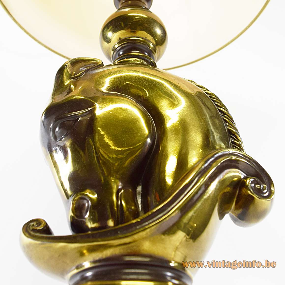 Horsehead Table Lamp brass alloy bronze brown veined onyx marble Deknudt Lustrerie Belgium Hollywood Regency