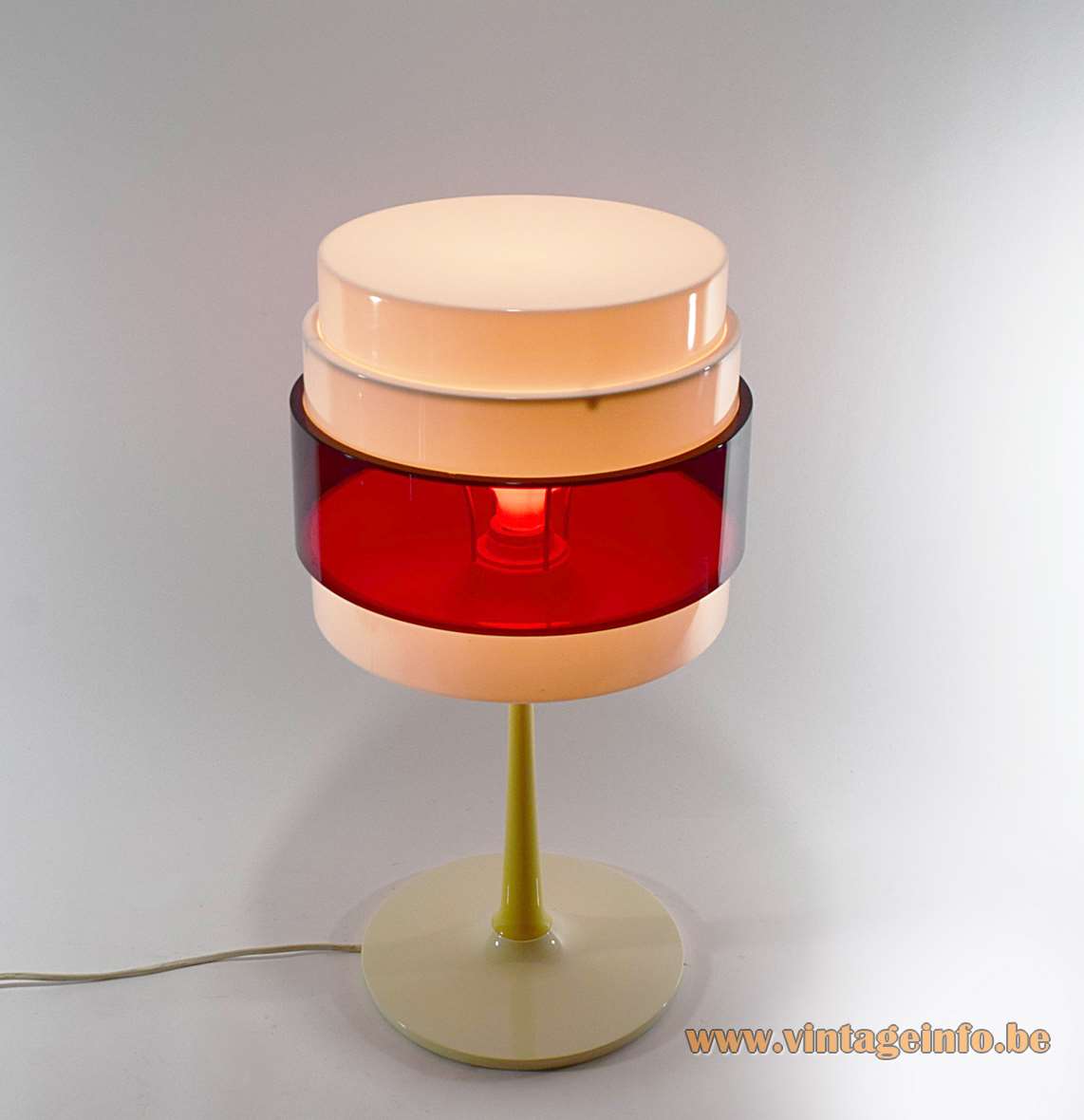IKEA Energi table lamp white base conical rod red translucent plastic lampshade 2002 design: Öjerstam Elebäck