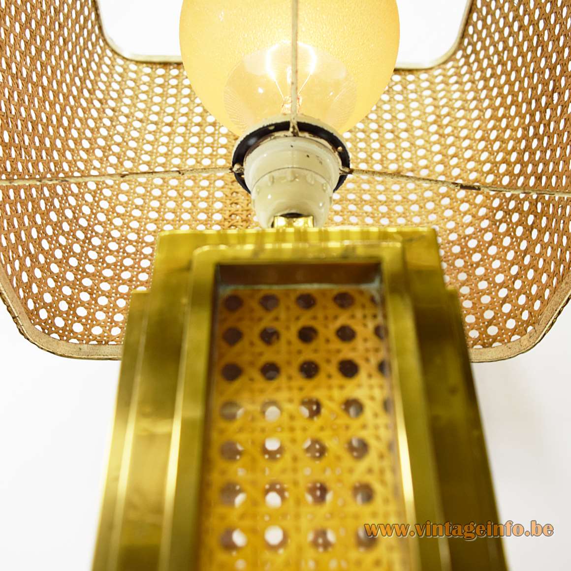 Italian Brass & Cane Table Lamp