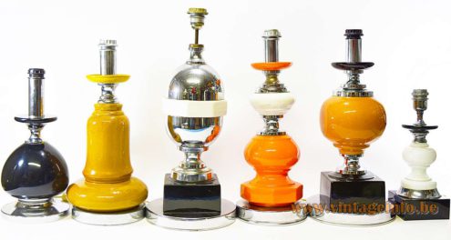 Ceramic table lamps with chrome from the 70s made by Massive, Belgium