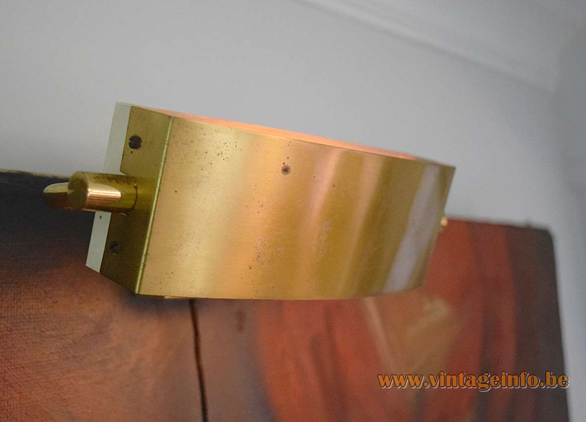 Jacques Biny picture lamp oval oblong brass light with revolving lampshade 1950s 1960s Lita France 