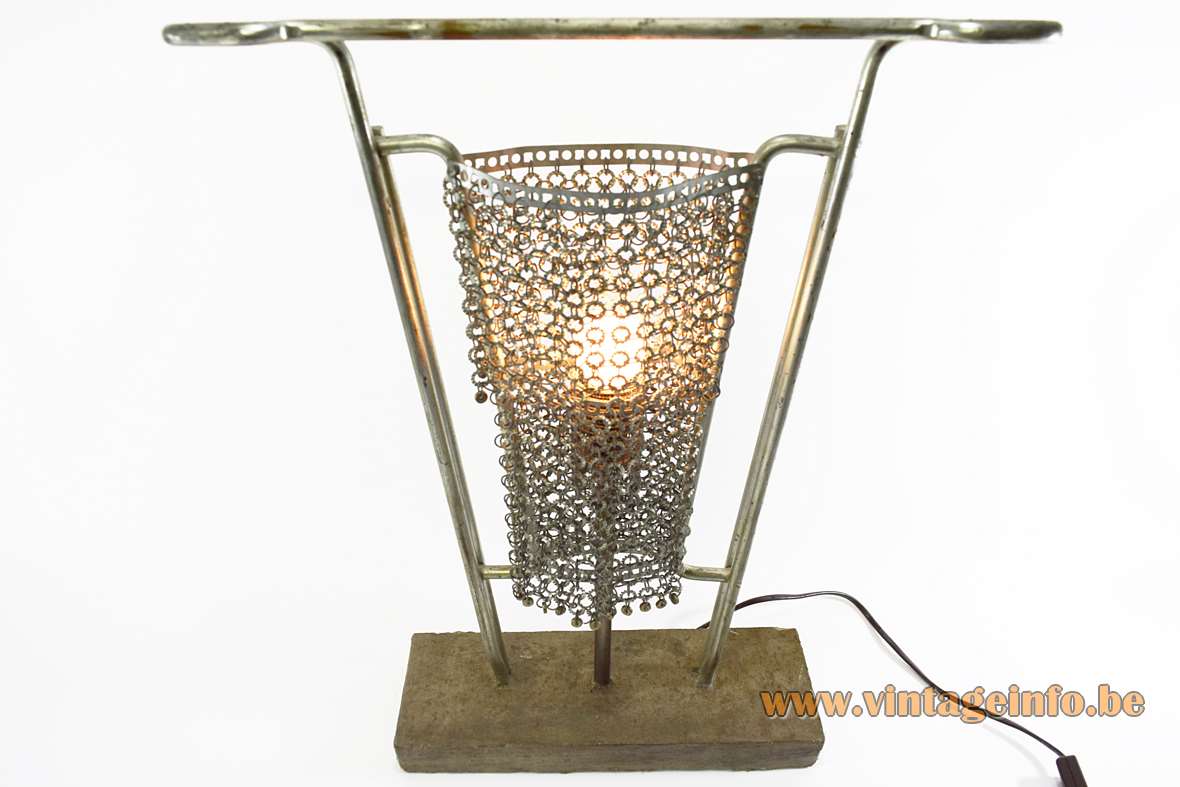 King Arthur Table Lamp habergeon chain mail ring concrete DIY Trössler + Cendrine 1990s