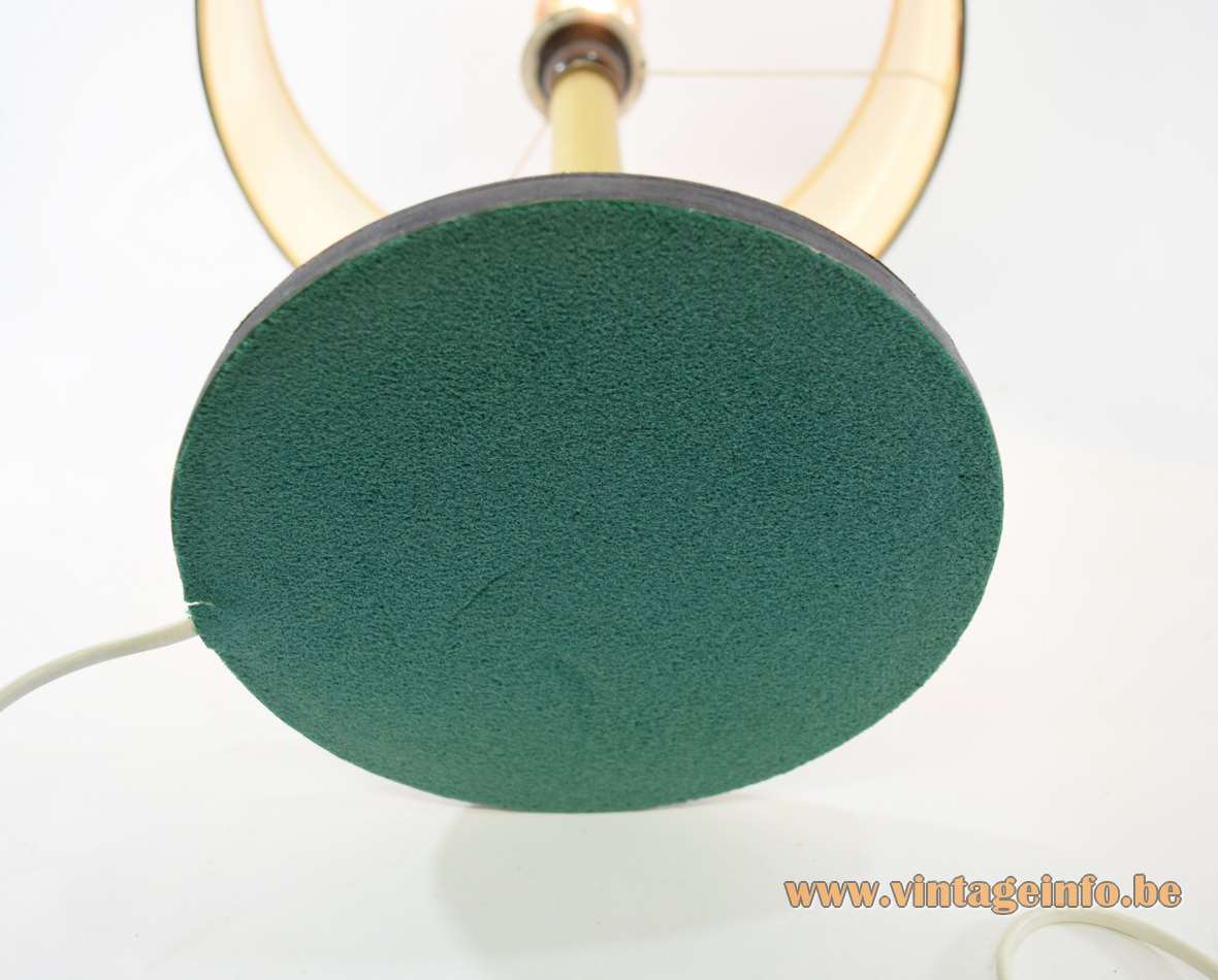 Maroon leather round base desk lamp green felt on the bottom Jacques Adnet 1970s 1980s