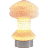 Speckled mushroom Murano table lamp chrome ring base white & brown blown glass lampshade 1950s 1960s Italy