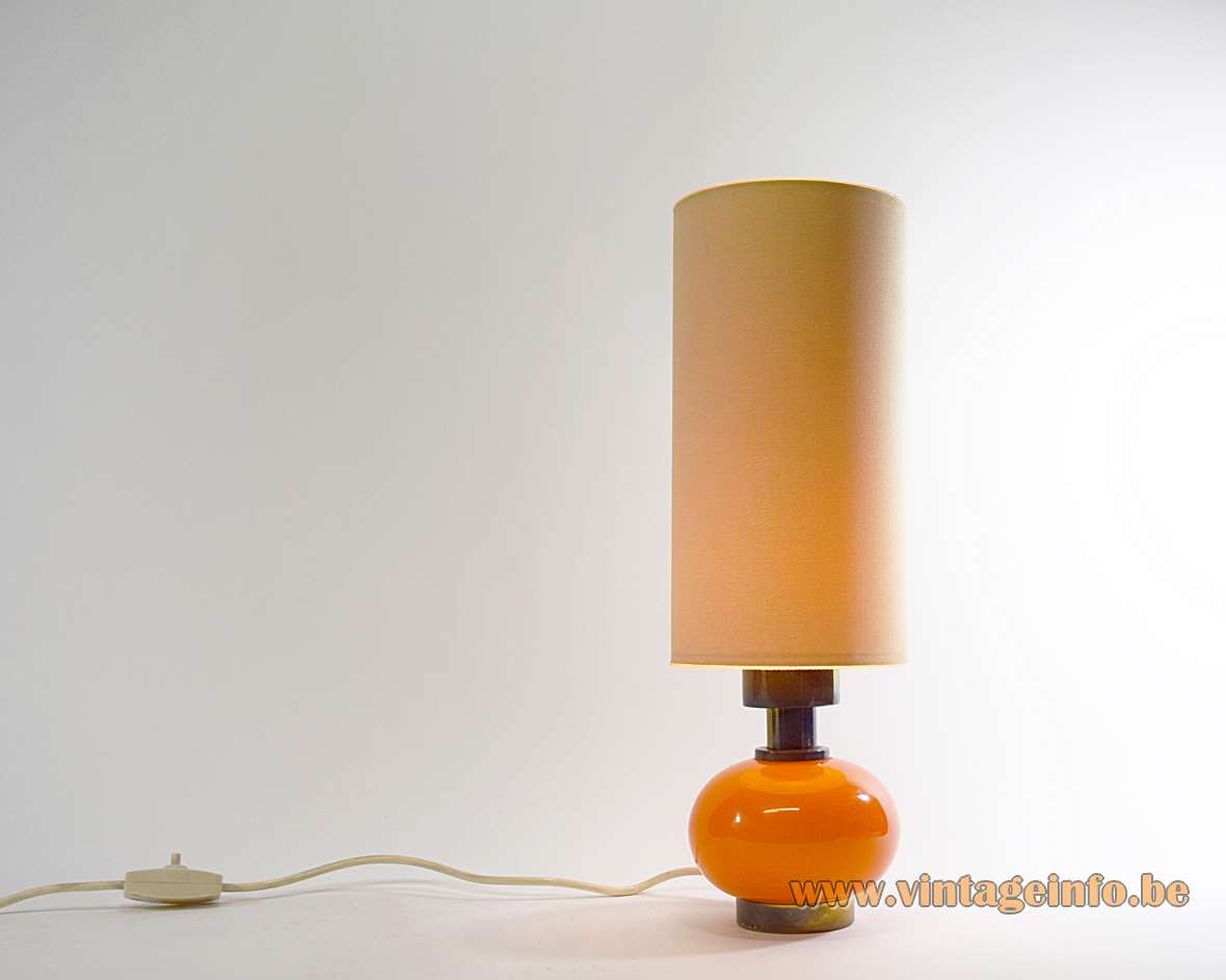 Orange Glass Globe Brass Table Lamp, Orange Glass Lamp Shade