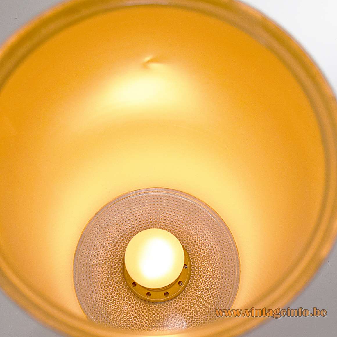 Orange Glass Globe & Brass Table Lamp brass round base glass globe long tubular lampshade 1960s 1970s MCM