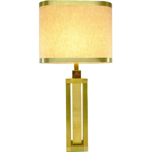 Romeo Rega Square Brass Tubes Table Lamp sculptural geometric design brushed polished 1970s MCM