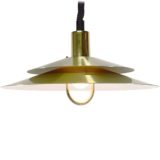 Scandinavian aluminium pendant lamp 2 discs lampshade handle rise & fall mechanism 1970s Lyskaer Belysning Denmark