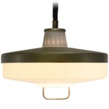 Swedish rise & fall pendant lamp white opal glass diffuser green grey metal lampshade 1960s 1970s