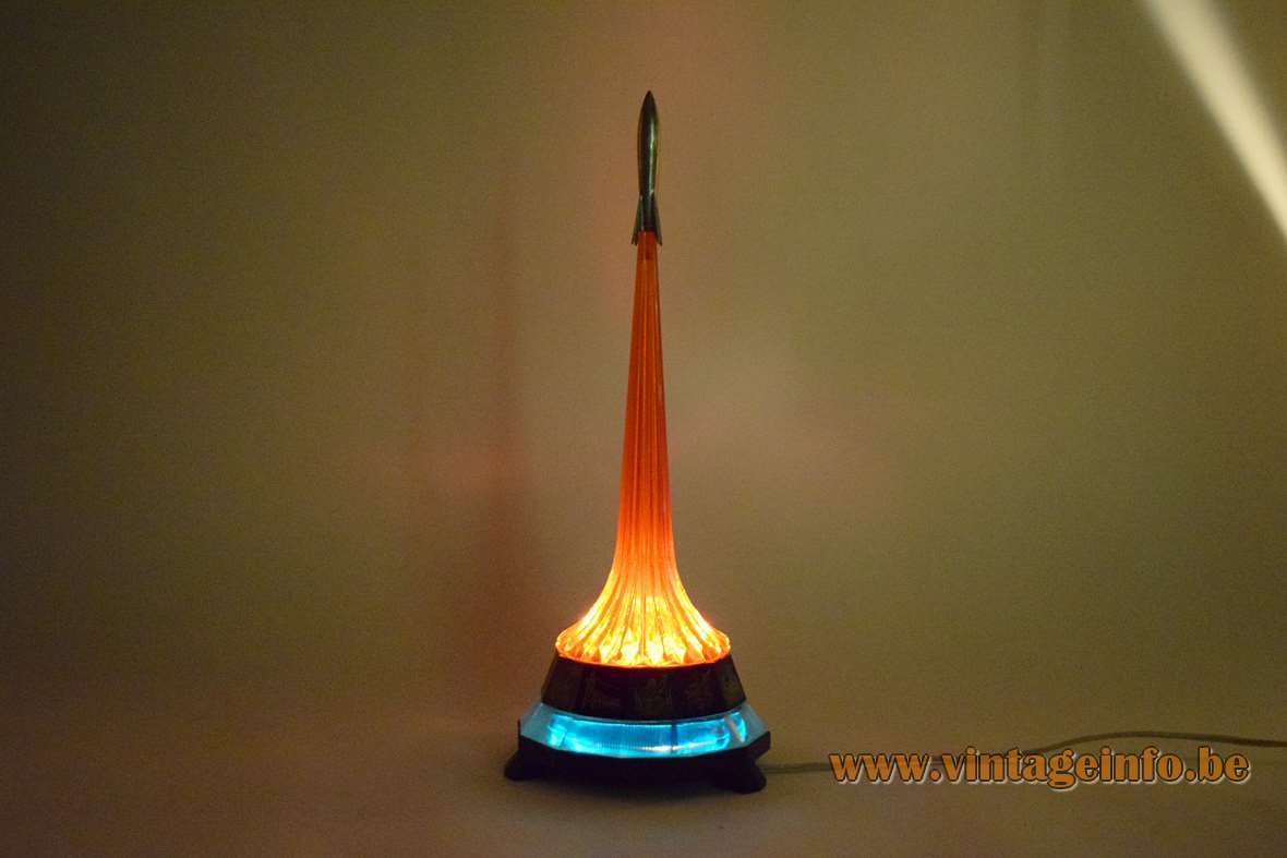 USSR rocket table lamp souvenir Conquerors of Space needle Moscow Russia Soviet Union 1960s 