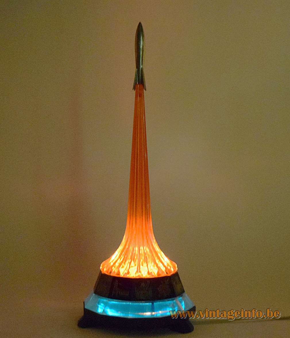 USSR rocket table lamp souvenir Conquerors of Space needle Moscow Russia Soviet Union 1960s 
