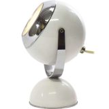 White eyeball table lamp half round base adjustable globe lampshade chrome ring 1960s 1970s Elma Slovenia