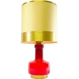 1970s maroon glass table lamp dark red burgundy base brass bottom tubular lampshade 1960s DORIA Germany