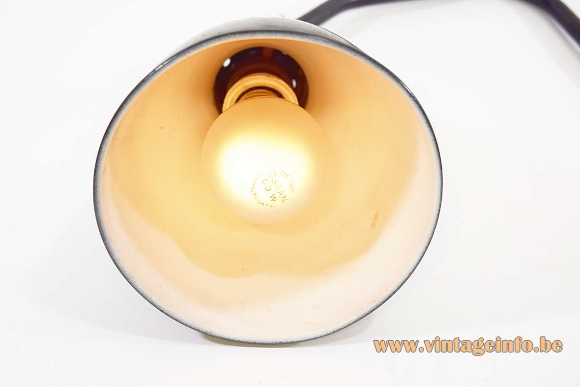 AGI scissor industrial wall lamp round conical iron lampshade white inside E27 socket 1920s 1930s Belgium 