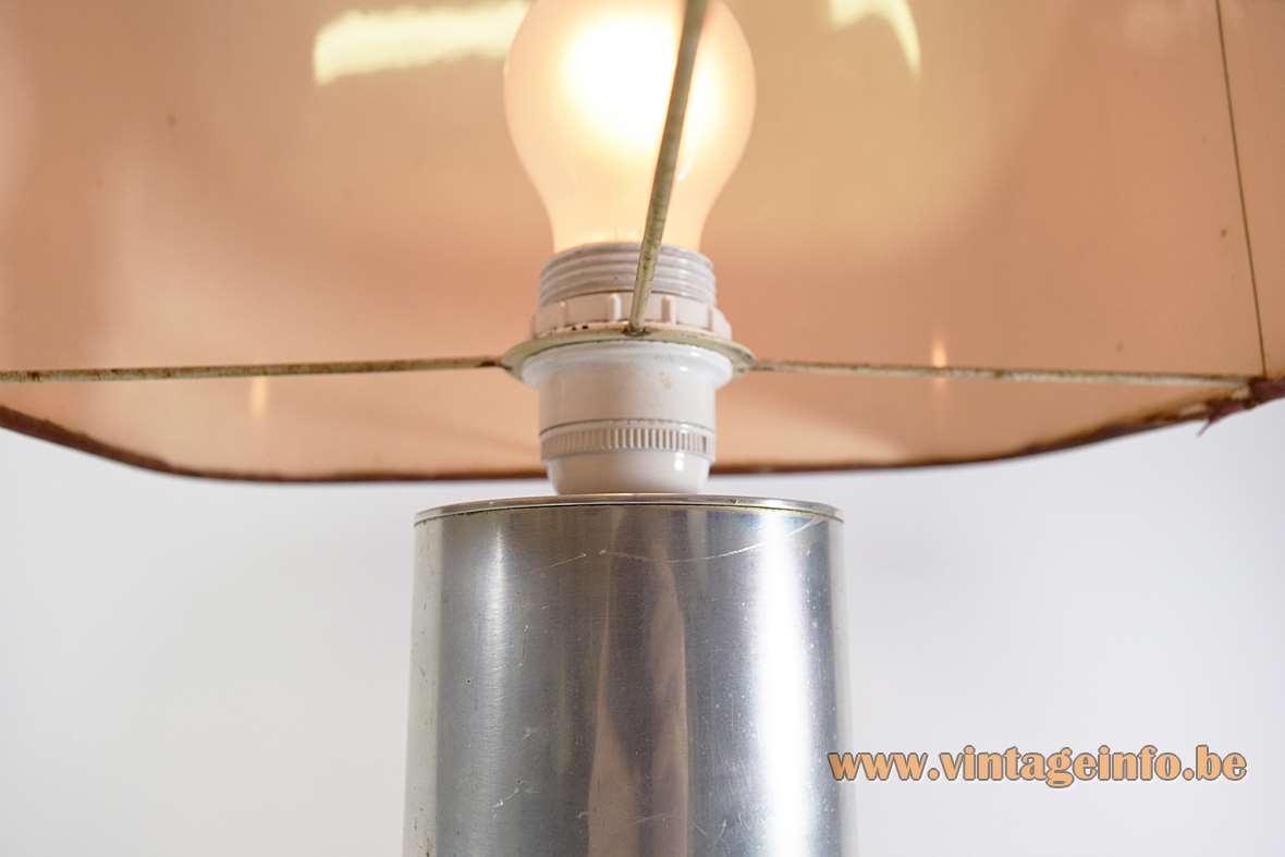 Aluclair aluminium brutalist table lamp design: Willy Luyckx white Bakelite E27 socket 1960s 1970s Belgium