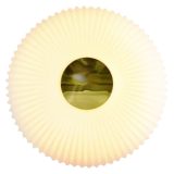Glashütte Limburg flush mount 2773 round white opal crenate ribbed glass lampshade brass lid 1970s 1980s